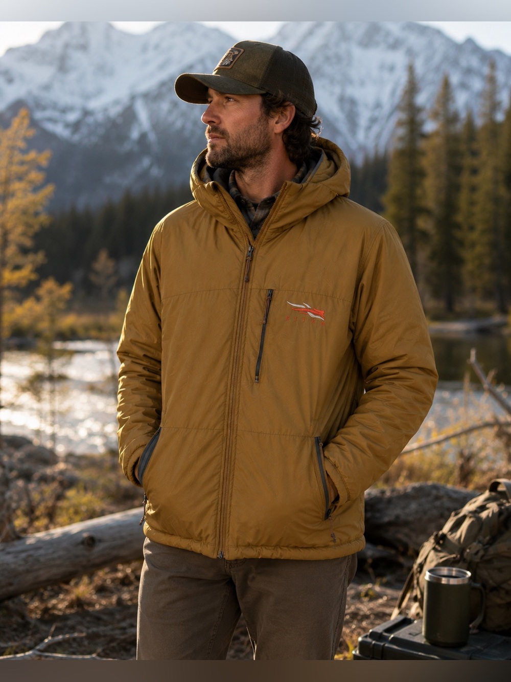 Sitka Gear Primaloft Hooded Hunting Jacket Unisex Tan Unisex Mens L Women XL